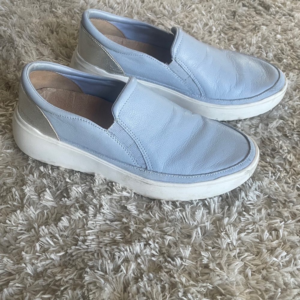 Vionic Light Blue Leather Slip-On Loafers